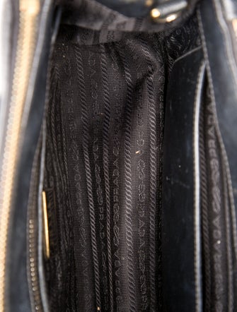 Prada Enameled Metal Triangle Galleria Double Zip Mini