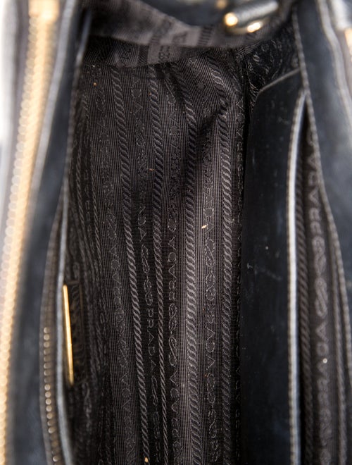 Prada Enameled Metal Triangle Galleria Double Zip Mini