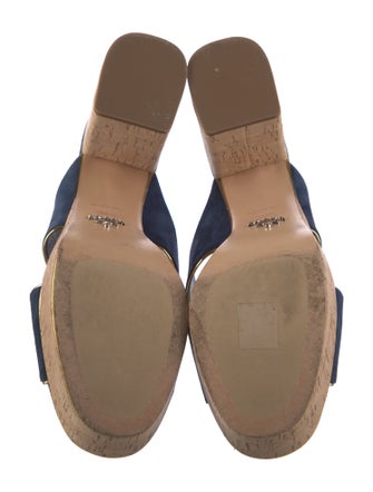 Prada Suede Leather Trim Embellishment Slides