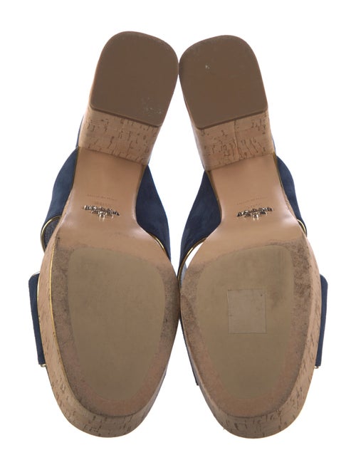 Prada Suede Leather Trim Embellishment Slides