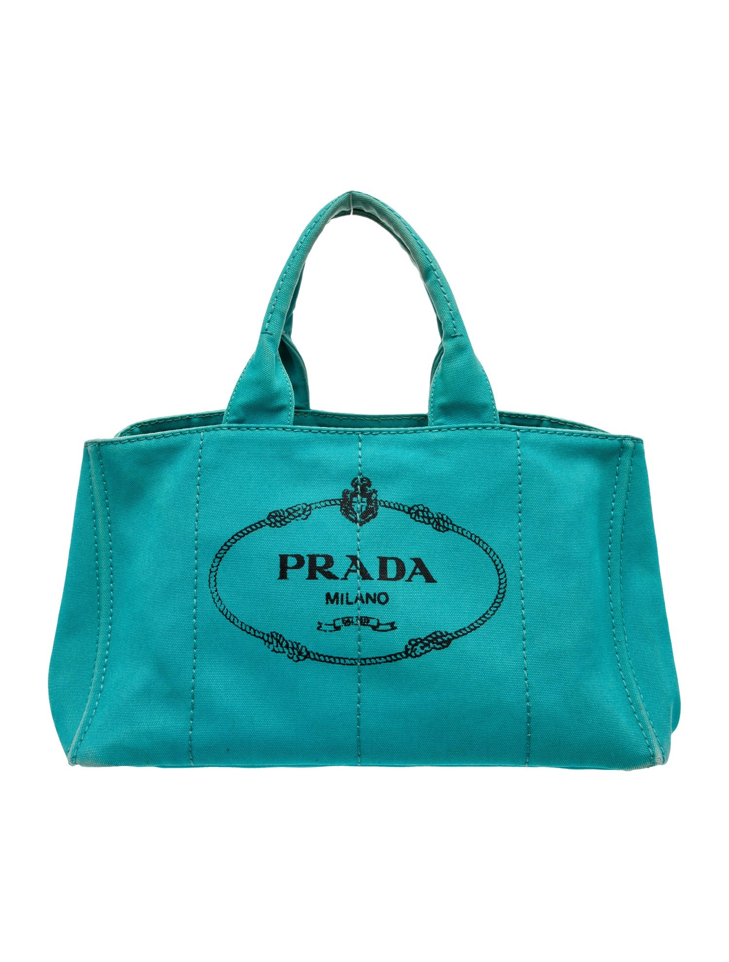 Prada Enameled Metal Triangle Weekender Bag