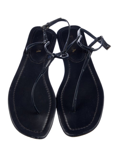 Prada Leather T-Strap Sandals