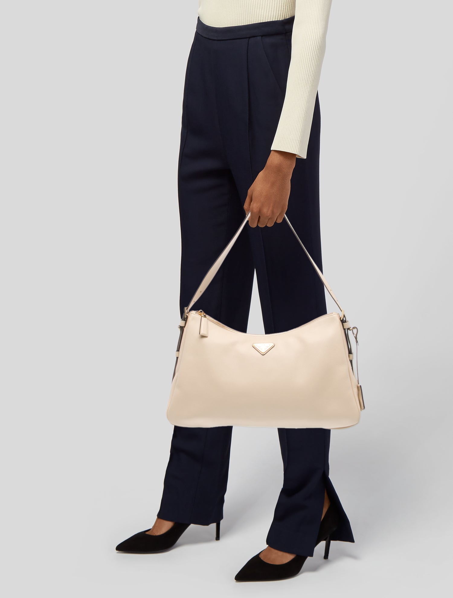 Prada Enameled Metal Triangle Aimee Large