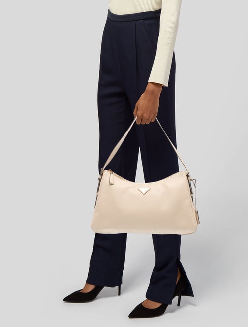 Prada Enameled Metal Triangle Aimee Large