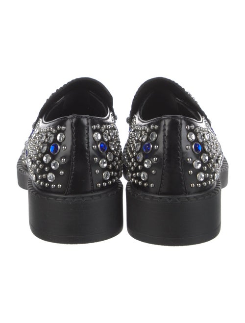 Prada Enameled Metal Triangle Leather Loafers