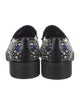 Prada Enameled Metal Triangle Leather Loafers