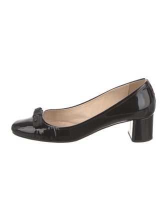 Prada Patent Leather Bow Accents Pumps