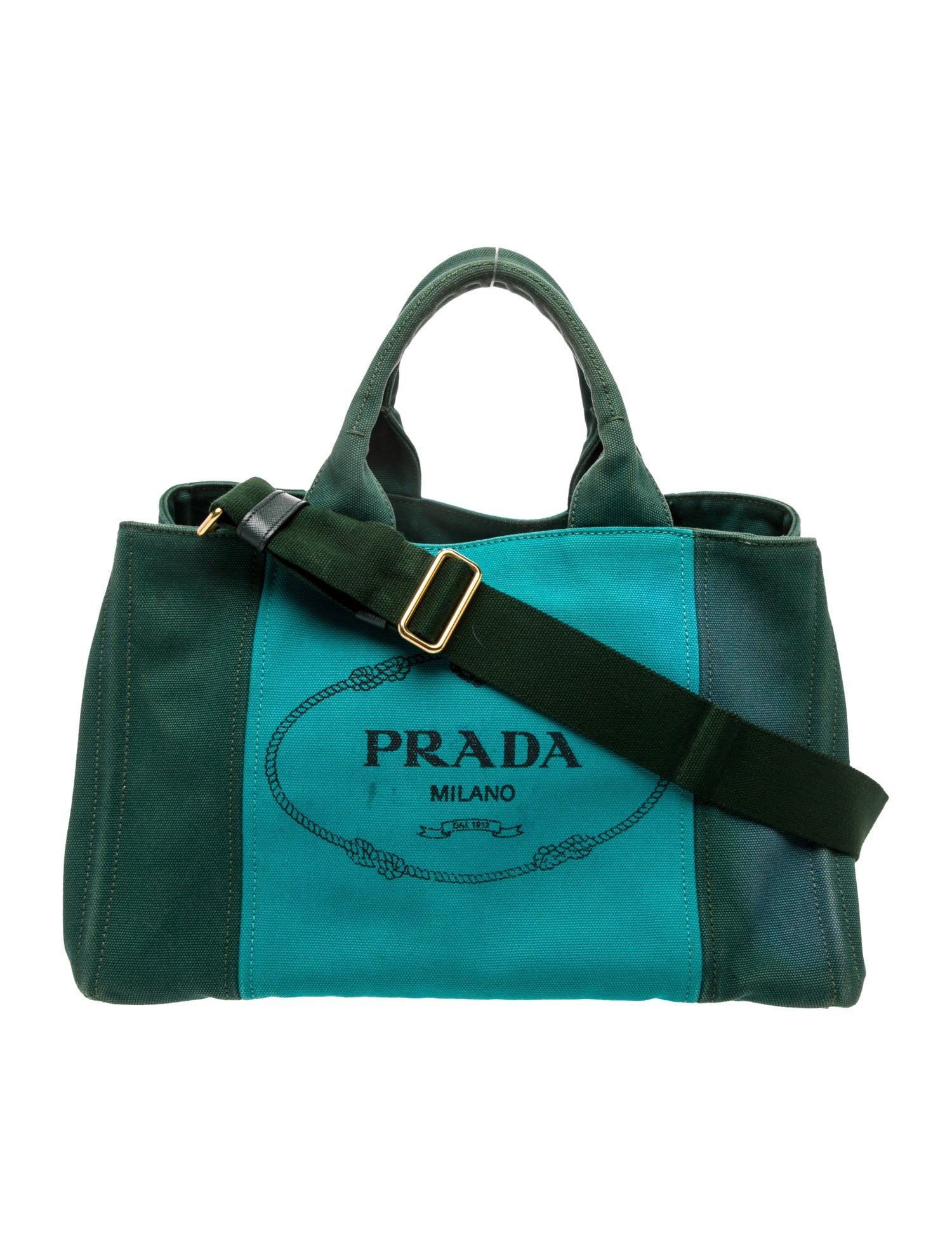 Prada Enameled Metal Triangle Canapa