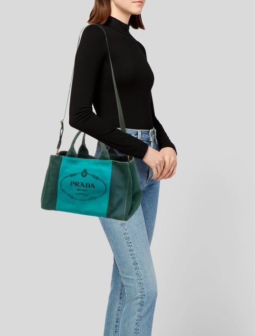 Prada Enameled Metal Triangle Canapa