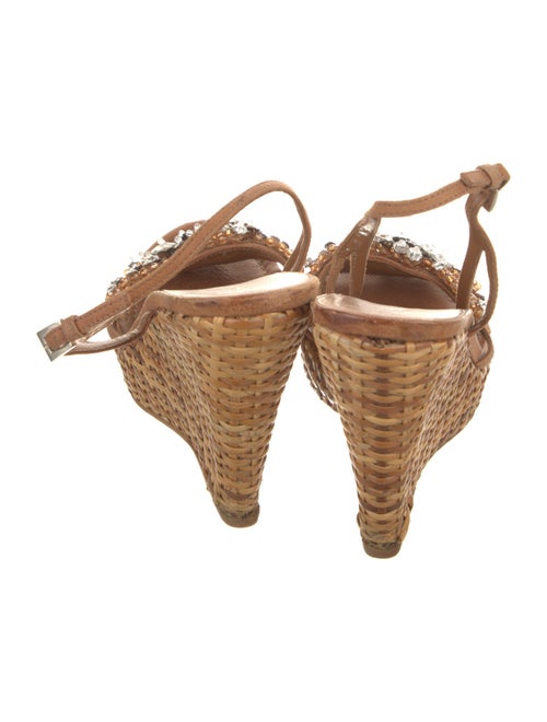 Prada Leather Crystal Embellishments Slingback Sandals