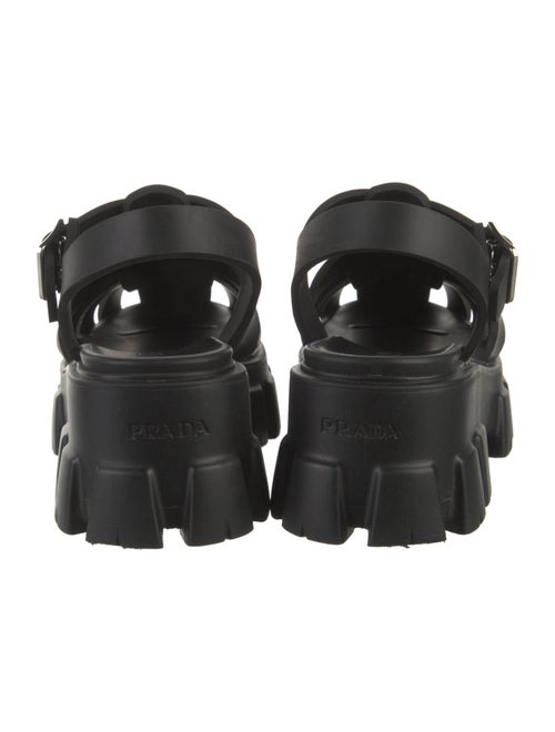 Prada Monolith Enameled Metal Triangle Slingback Sandals