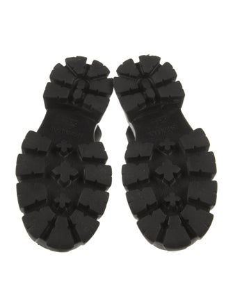 Prada Monolith Enameled Metal Triangle Slingback Sandals