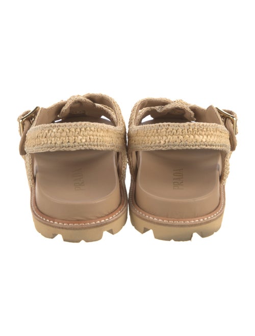 Prada Enameled Metal Triangle Raffia Slingback Flats