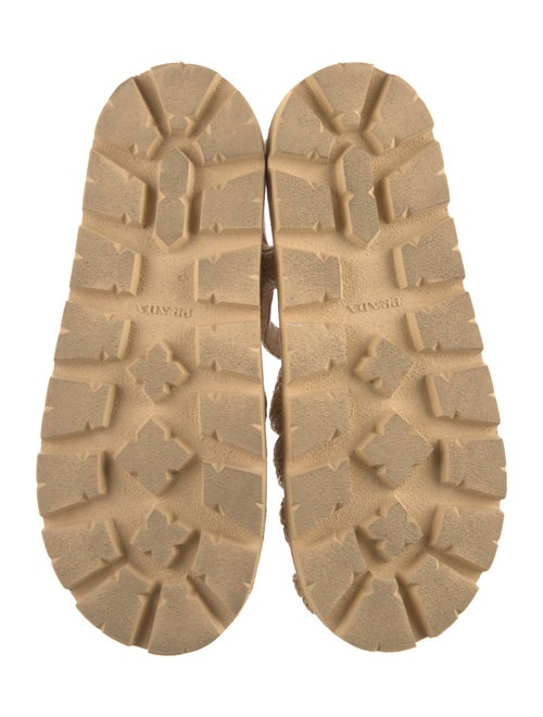 Prada Enameled Metal Triangle Raffia Slingback Flats