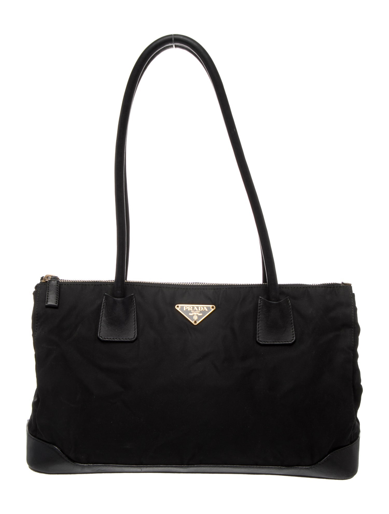 Prada Enameled Metal Triangle Bauletto