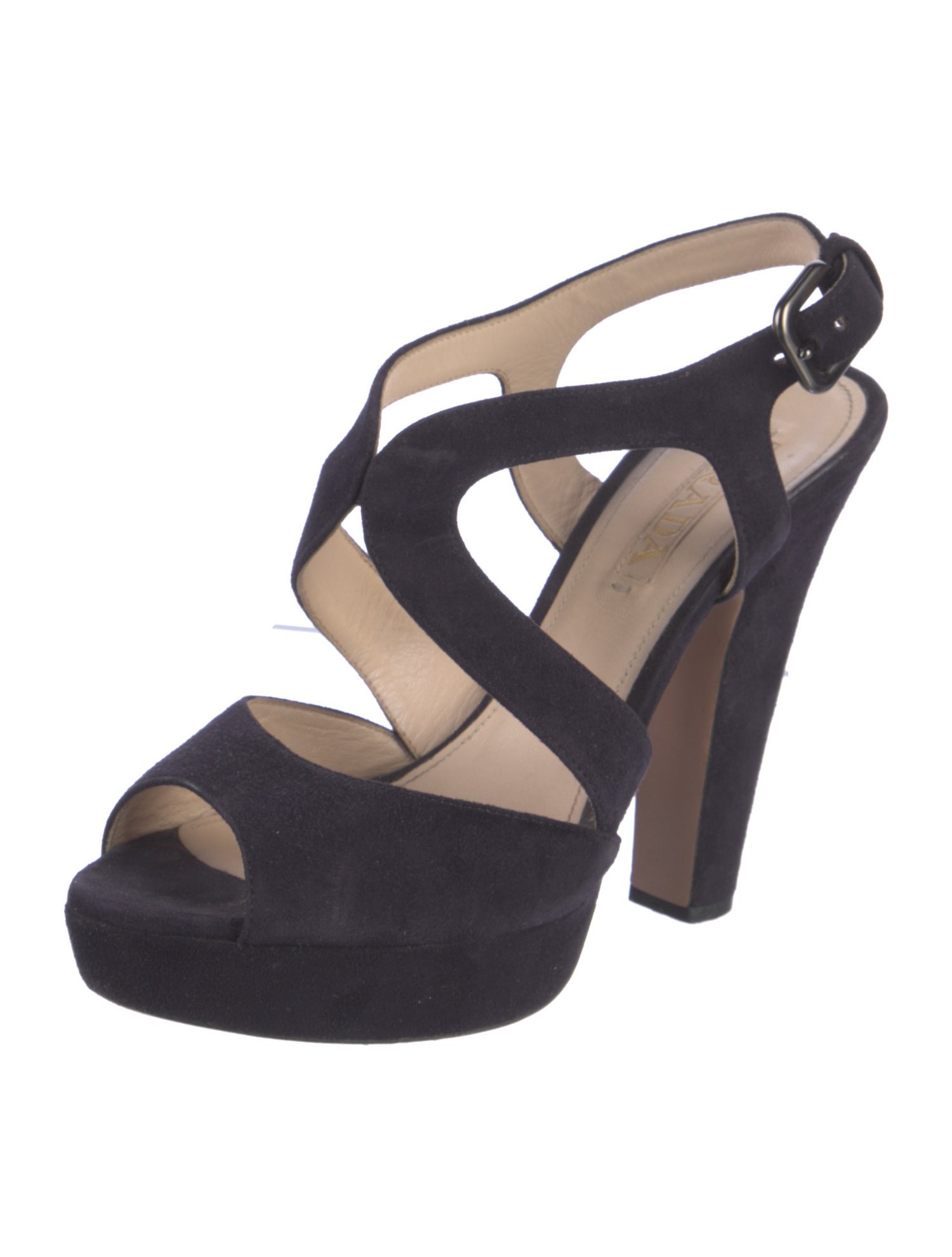 Prada Suede Cutout Accent Sandals