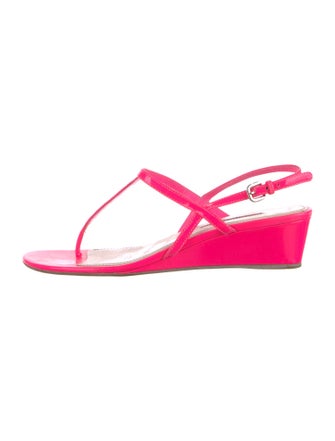 Prada Sport Patent Leather T-Strap Sandals