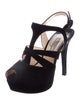 Prada Suede Cutout Accent T-Strap Pumps