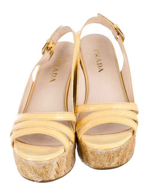 Prada Patent Leather Floral Print Slingback Sandals