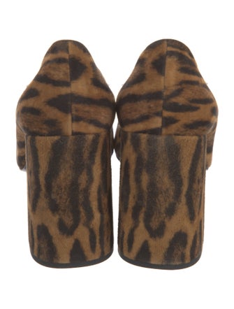 Prada Enameled Metal Triangle Suede Pumps