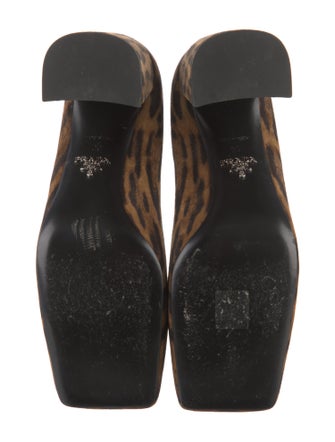 Prada Enameled Metal Triangle Suede Pumps