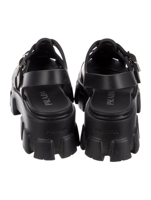 Prada Enameled Metal Triangle Rubber Slingback Sandals