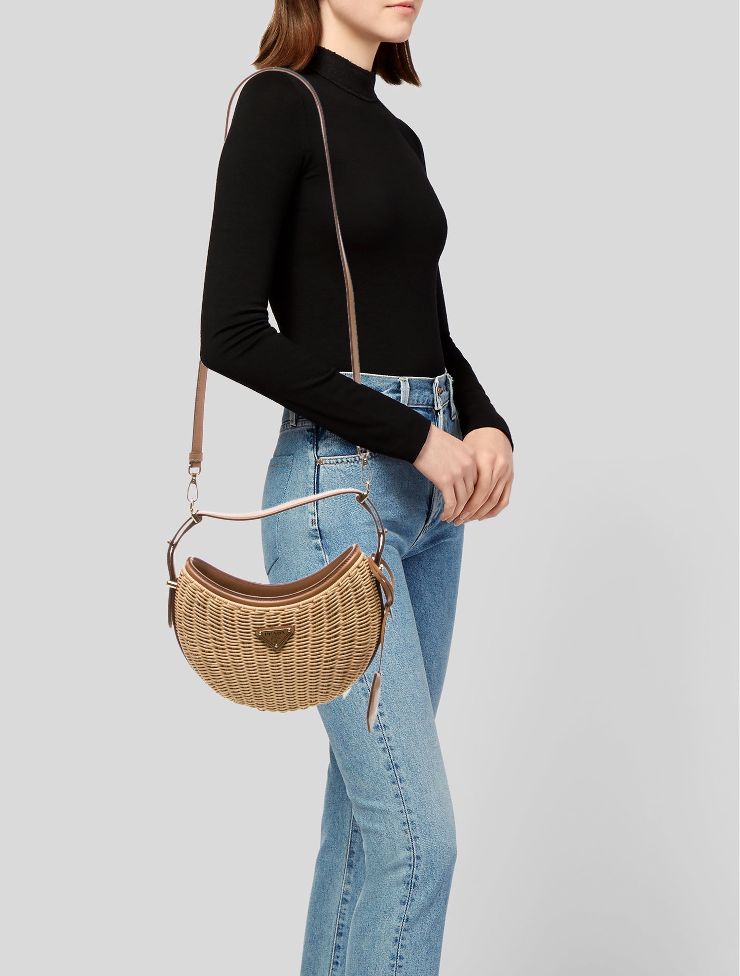 Prada Enameled Metal Triangle Arque