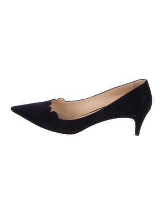 Prada Suede Scalloped Accent Pumps