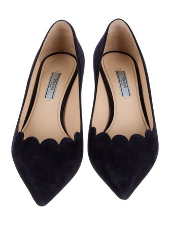 Prada Suede Scalloped Accent Pumps