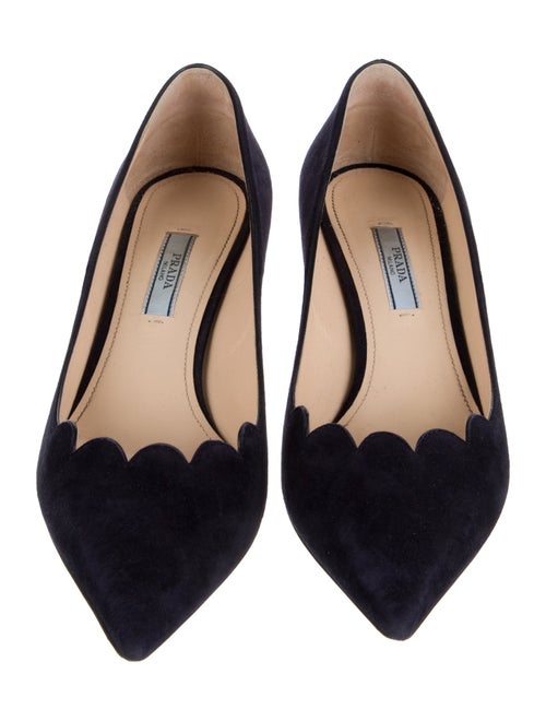 Prada Suede Scalloped Accent Pumps