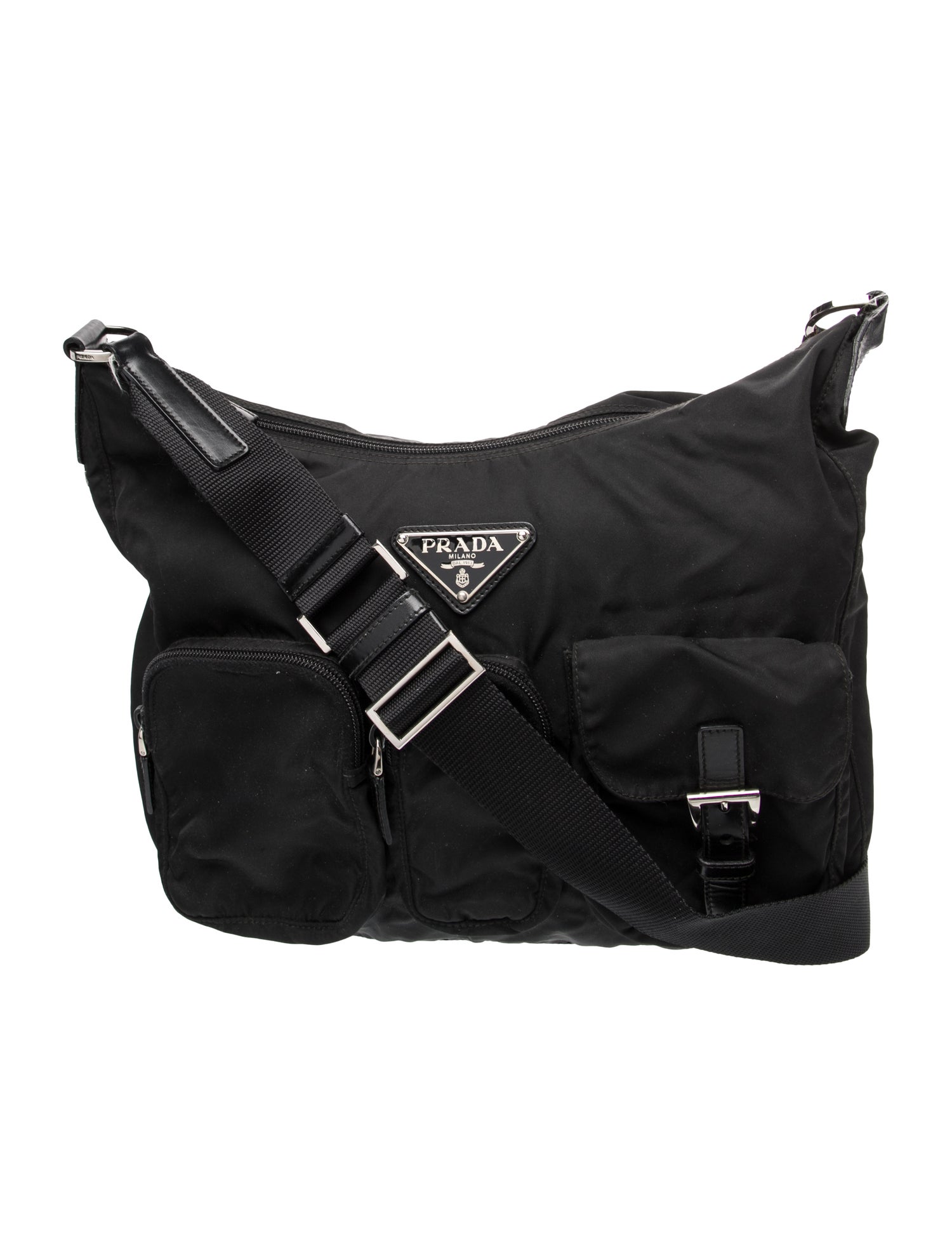 Prada Enameled Metal Triangle Messenger Bag