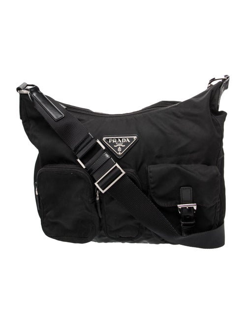 Prada Enameled Metal Triangle Messenger Bag