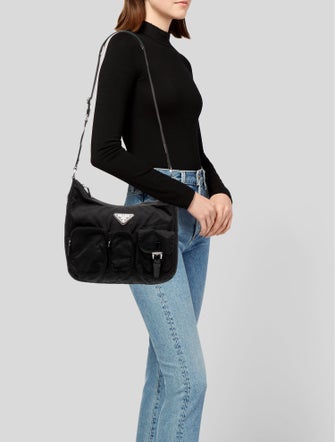 Prada Enameled Metal Triangle Messenger Bag