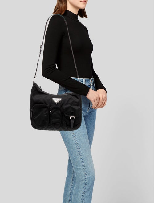 Prada Enameled Metal Triangle Messenger Bag