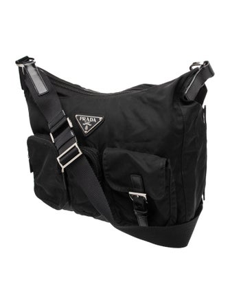 Prada Enameled Metal Triangle Messenger Bag