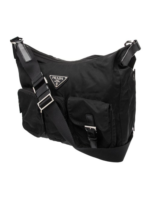 Prada Enameled Metal Triangle Messenger Bag