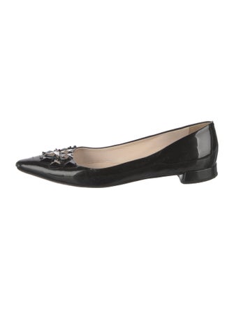 Prada Patent Leather Crystal Embellishments Flats