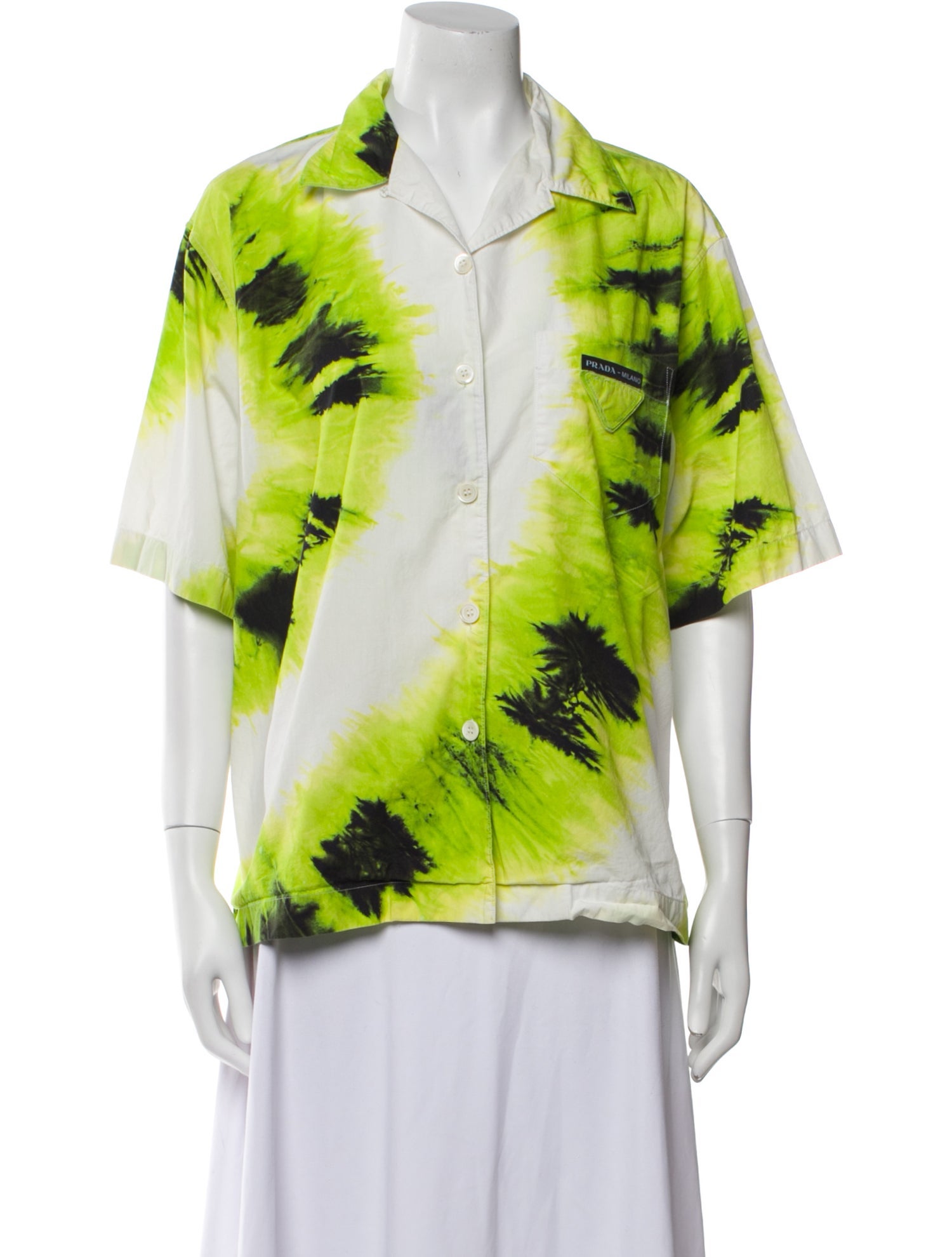 Prada 2019 Tie-Dye Print Button-Up Top