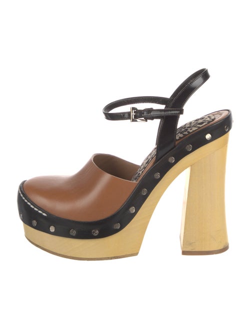 Prada Leather Studded Accents Slingback Pumps