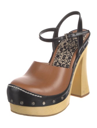 Prada Leather Studded Accents Slingback Pumps