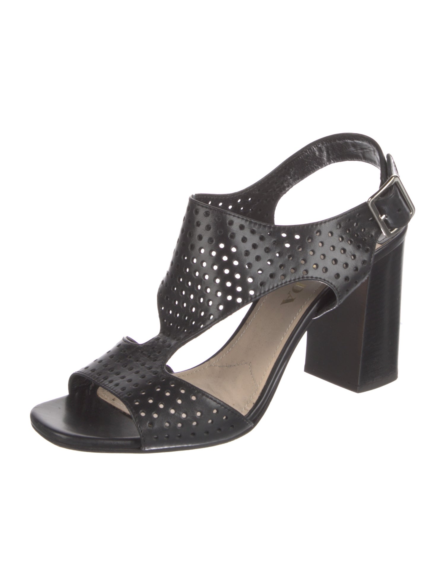 Prada Leather Lasercut Accents Slingback Sandals