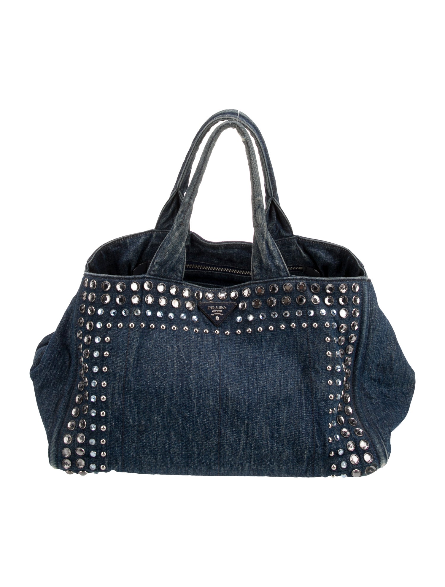 Prada Enameled Metal Triangle Tote