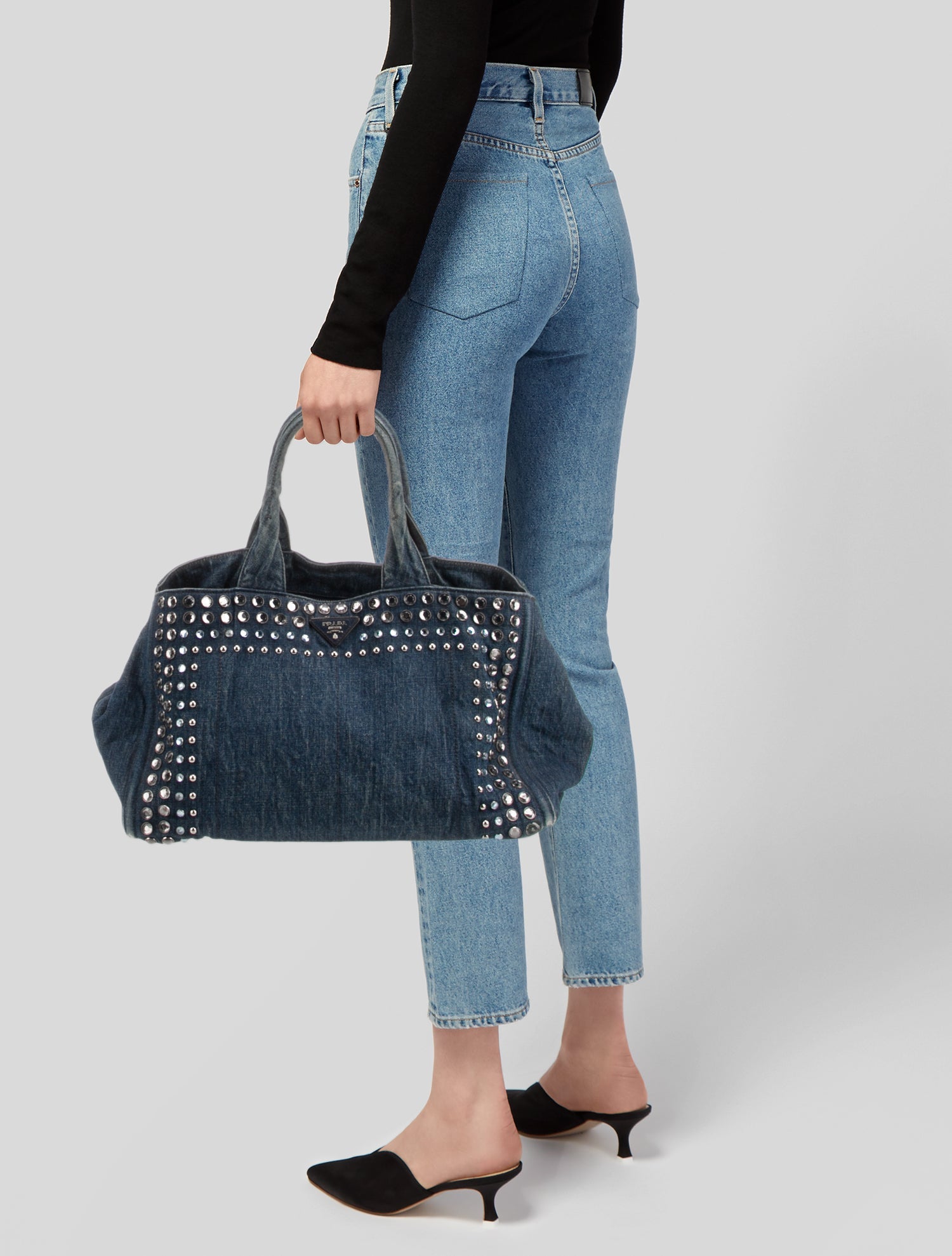 Prada Enameled Metal Triangle Tote