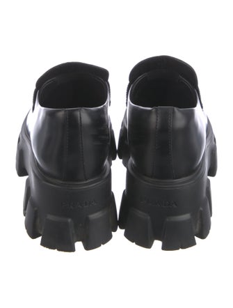 Prada Enameled Metal Triangle Leather Oxfords