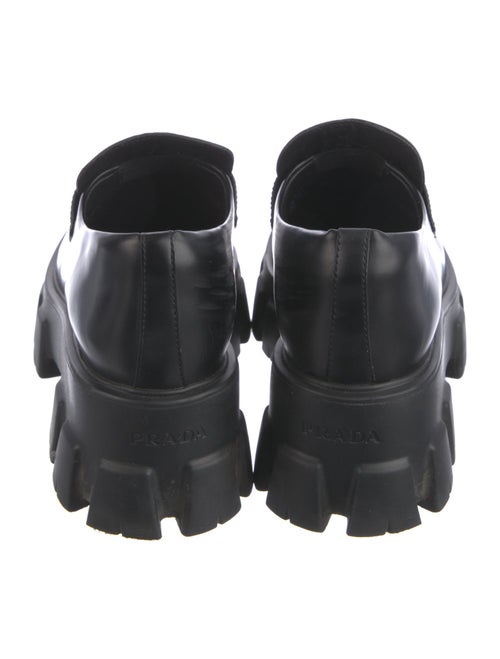 Prada Enameled Metal Triangle Leather Oxfords