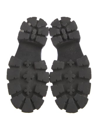 Prada Enameled Metal Triangle Leather Oxfords