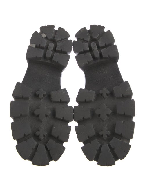 Prada Enameled Metal Triangle Leather Oxfords