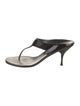 Prada Patent Leather Leather Trim Embellishment T-Strap Sandals