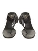 Prada Patent Leather Leather Trim Embellishment T-Strap Sandals