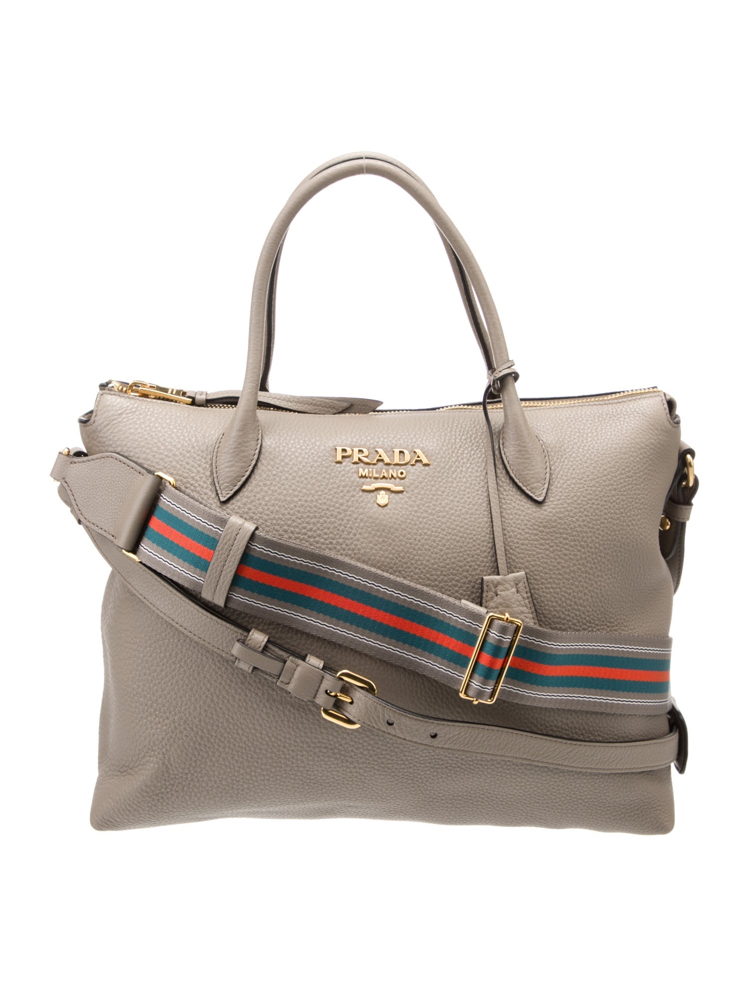 Prada Vitello Daino Leather Weekender Bag
